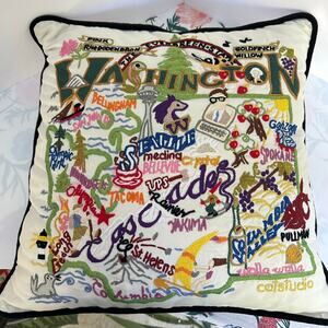 Catstudio Washington State Embroidered Pillow 20" PNW Décor
